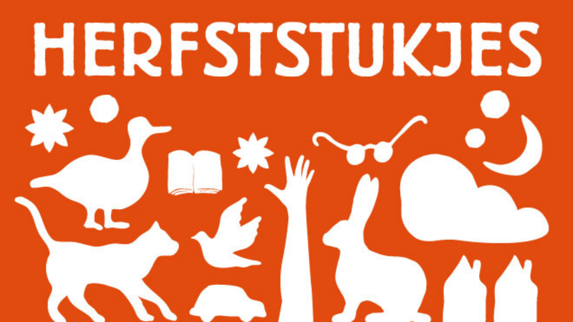 Herfststukjes met speelse illustratie van een eend, boek en bril